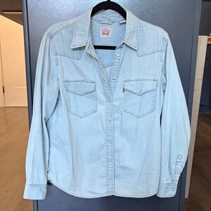 Levi's Pale Blue Denim Western Button-Up Shirt